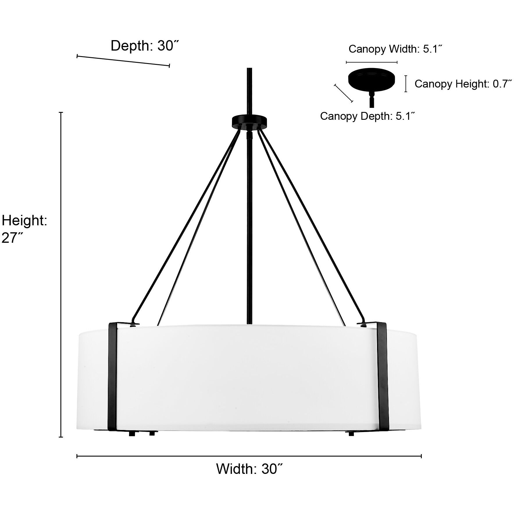 Telfar 6 Light 30 inch Modern Gold/White Pendant Ceiling Light